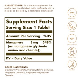 Solgar Chelated Manganese - 100 Tablets, Pack of 2 - Supports Bone, Joint & Nerve Health - Non-GMO, Vegan, Gluten Free, Dairy Free, Kosher - 200 Total Servings