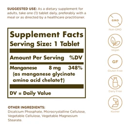 Solgar Chelated Manganese - 100 Tablets, Pack of 2 - Supports Bone, Joint & Nerve Health - Non-GMO, Vegan, Gluten Free, Dairy Free, Kosher - 200 Total Servings