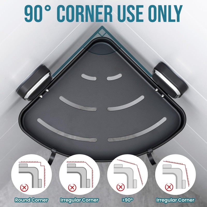 TAILI Corner Shower Caddy with Suction Cup with Hooks, Aluminum