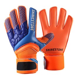 Shinestone - Guantes de portero de portero, para jóvenes, adultos, para niños, fútbol, portero, con fuerte agarre y protección para los dedos para evitar lesiones (naranja, talla 7 de niño)