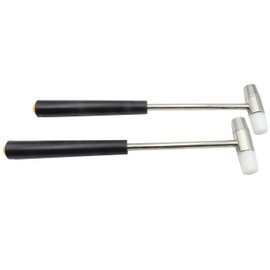 LBY - Juego de 2 martillos de doble cabeza, 11 mm, martillo pequeño de metal y plástico con agarre antideslizante, martillo de joyería perfecto para manualidades de piel, fabricación de joyas