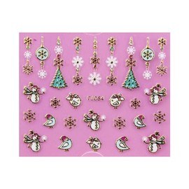 Christmas Tree Santa Reindeer Snowman Snow Presents Stocking 3D Nail Sticker Tj054 G Nail Wraps Stickers Manicure Supplies for Women Nails Full Long Lasting Easy Apply and Remove