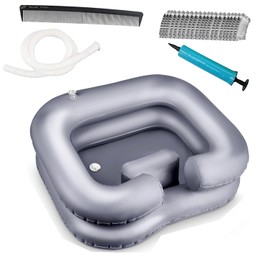Inflatable Shampoo Basin - Portable Hair Washing Bowl/Tub for Bedridden, Disabled,Injured, Elderly, Hair Washtub for Dreadlocks and at Home Sink Washing (Silvery)