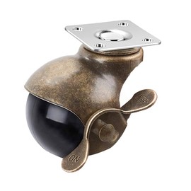 VOANZO 4 Pieces 1.5" Ball Casters 360 Degree Antique Brass Top Plate Casters for Furniture Cabinets Wheelchairs
