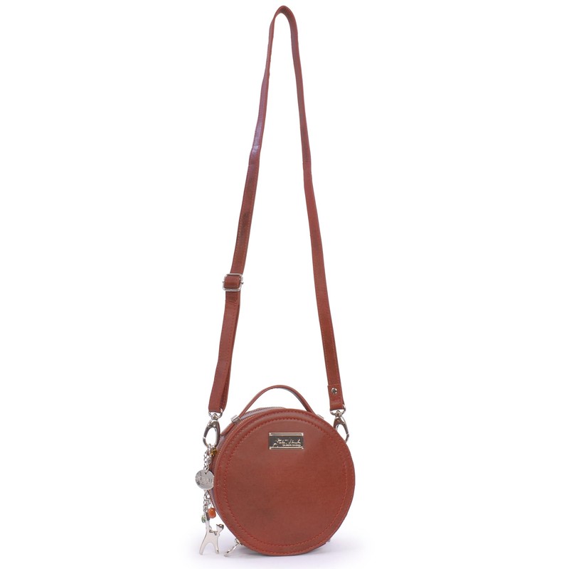 Catwalk Collection Handbags - Women's Round Leather Shoulder Bag -