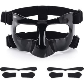 QK01 Nose Guard for Broken Nose, Face Shield Masks for Soccer and Basketball Sports, Adjustable for Adults and Teenagers, Suitable for Men and Women - Style: Black, Size: Size M for teen and adult