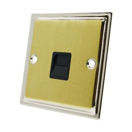 Slimline Duo Satin Brass Polished Chrome Telephone Master Socket Black Insert - BT Phone Primary Socket