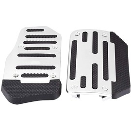 Terisass Brake Pedal Cover Accele or Pad Alloy Nonslip Accele or Pad Cover Abs Aluminum Alloy Material Red Blue Silver Car Automatic Vehicle Universal(Silver)