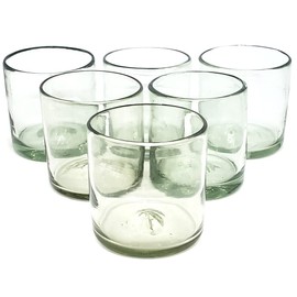 MexHandcraft Clear 12 oz Large DOF Glasses (set of 6), Recycled Glass, Lead-free, Toxin-Free (12oz Large DOF)