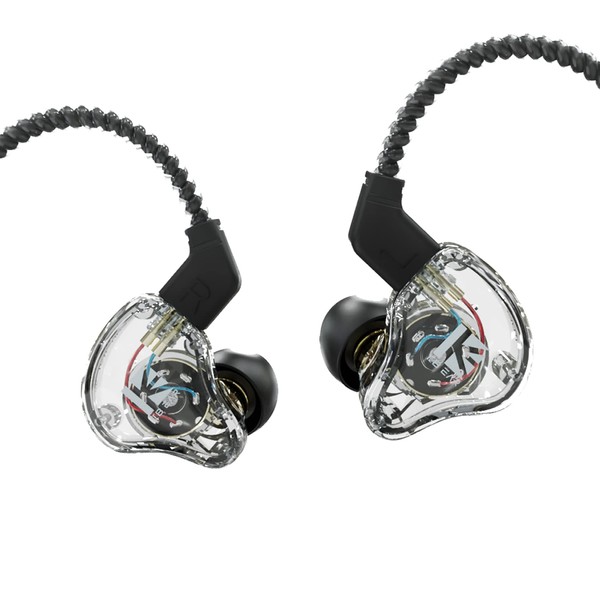 Yinyoo KBEAR KS1 in Ear Monitors, Dual Magnetic Circuit Dynamic HiFi Earphones, Deep Bass Wired Earbuds, Noise Canceling in-Ear Headphones with 4 Core OFC Cable for Singers Drummers (Clear, No mic)