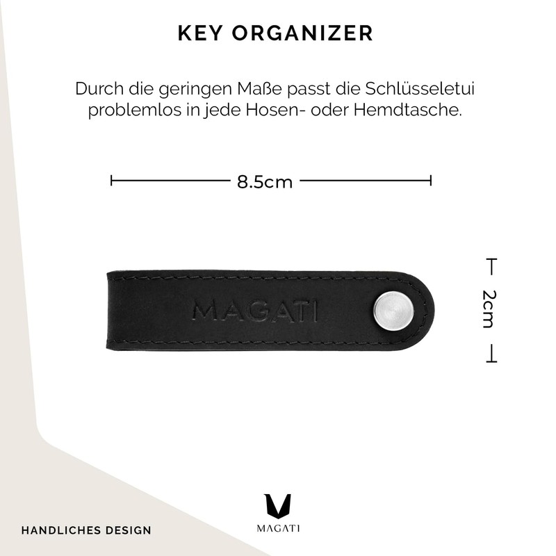 Key Organiser - Key Case Made of Real Leather, Stainless