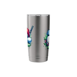 Christmas Golf Club and Golf Ball Holly Leaves & Berries Stainless Steel Insulated Tumbler