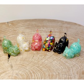 Lnzhauscia Cat Statue Home Decor Animal Sculpture Figurine Indoor Decoration Cute Streaching Cat 1.65" 6Pcs Office Decorative Ornament Crystal Carved Resin