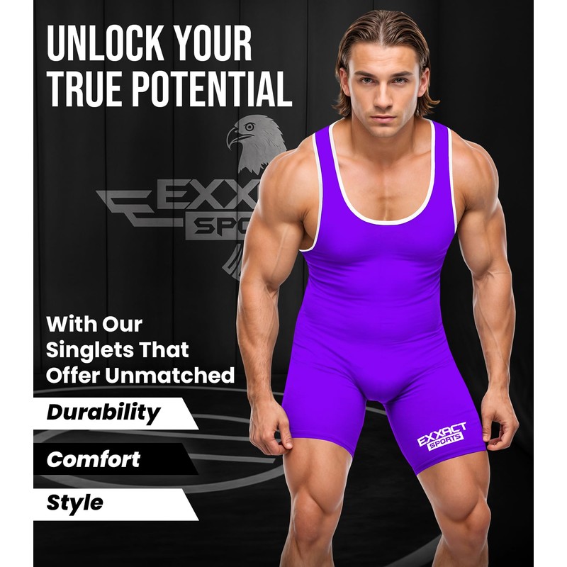 Exxact Sports Men's Wrestling Singlet, High Performance Powerlifting Singlet Wrestling
