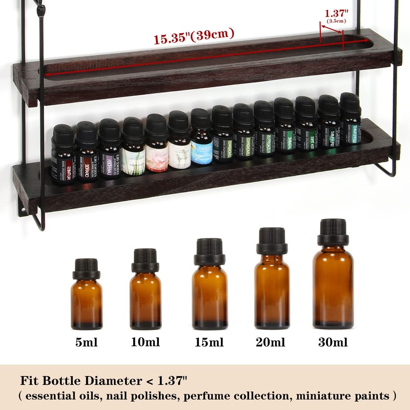 THYGIFTREE Essential Oil Storage Shelf Wall Mounted Wooden Essential Oil