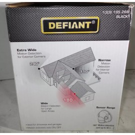 Defiant 180 Degree 2 Head Motion Sensor Activated Black Security Flood Light