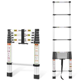 RIKADE Telescopic Ladder, 6.5FT Aluminum Telescoping Ladder with Non-Slip Feet, Portable Extension Ladder for Household and Outdoor Working, 330lb Capacity