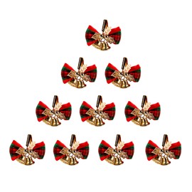 Kaket Christmas Bow with Bells 24PCS Small Christmas Bow Ornaments with Bells Mini Christmas Tree Bowknot Ornament for Christmas Decoration, Wreath, Presents Wrapping Craft Supplies