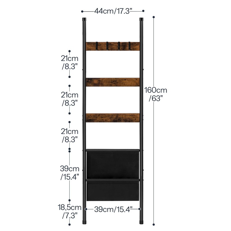 HOOBRO Blanket Ladder, 5 Tier Towel Rack, 17.3" L x