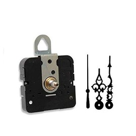 Takane Quartz Clock Movement Mechanism with 3" Serpentine Hands and Black Second Hand, U.S.A. Made (9/16" Threaded Shaft for dials up to 3/8" Thick)