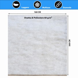 JPstraps - Upholstery Wadding Volume Fleece (60 g/m², 160 cm Width), Microfibre Nappa, Soft and Thin for Crafts, Plush Toys, Pillows, Pillows and Duvets (White, 5 Metres)