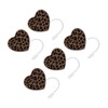 ROYALEAD 5pcs Straw Lid for Cups Heart-shaped Leopard Print Silicone