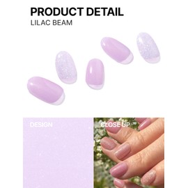 UUUUU Semi Cured Gel Nail Strips [Glitter] - 100% Real Gel, Long-Lasting & Easy to Apply & Remove, Works Any UV/LED Lamps - Spring 2025 Nail Art Stickers,Easter Nail (Lilac Beam)