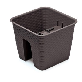 Annastore Flower Box for Railings and Parapets, Balcony Box, Railing Box, Flower Pot, Railing Pot, Balcony Box for Railings, Size 280 mm, Dark Brown