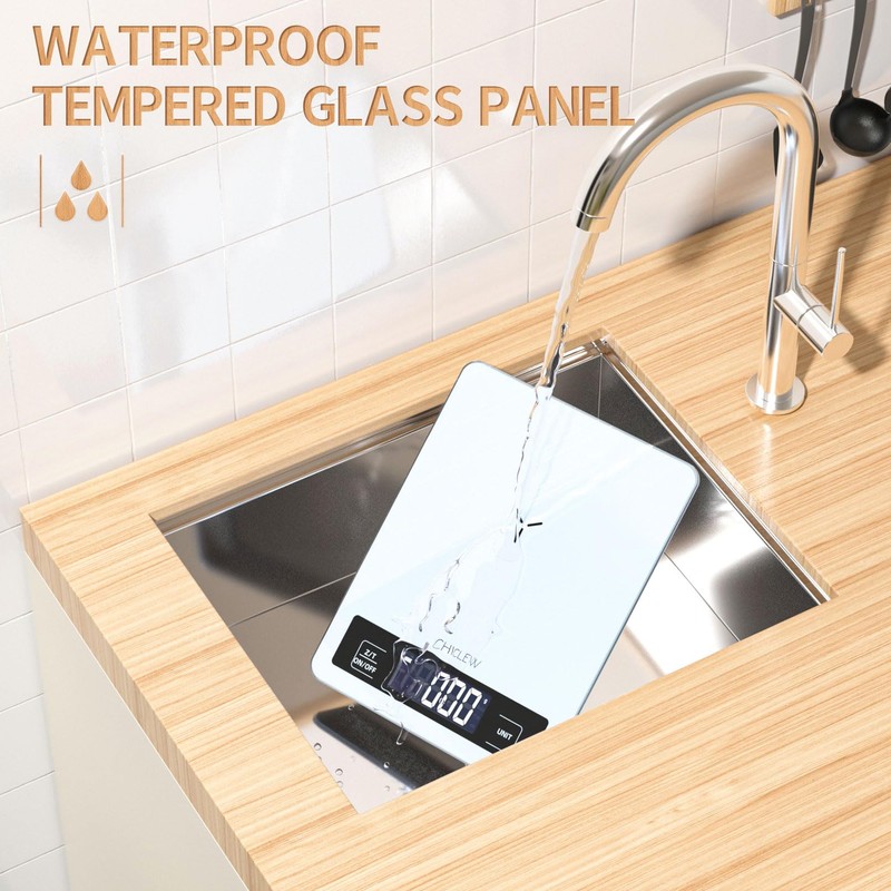 CHICLEW Digital Kitchen Scales Glass, 5 kg Digital Kitchen Scale,