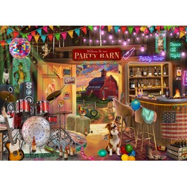 Party Barn Jigsaw Puzzle 1000 Piece by Vermont Christmas Company - Puzzles for Adults & Families - Fully Interlocking & Randomly Shaped Pieces - 26 5/8" x 19 1/4"