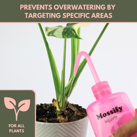 Mossify Water Squirt Bottle - 500ml Plant Waterer & Squirt Water Bottle for Gardening, Tattoo Parlor & Labs – Refillable Plants Watering Wash Bottle - Easy Squeeze Design Hanging Plant Waterer - Pink