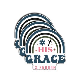 (3Pcs) His Grace is Enough Sticker, Christian Sticker, God Cristianos Cross Bible Decorate Waterproof Vinyl Water Bottle Tumbler Books Phone Laptops Sticker Gifts for Love Jesus 3 Inch