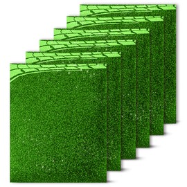MiPremium Green Glitter Heat Transfer Vinyl, Glitter Iron On (Pack of 6 Sheets), for T Shirts, Sports Clothing, Other Garments, Easy to Cut, Press & Apply