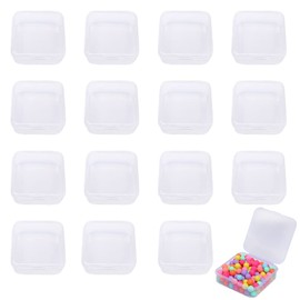 Pamtns Pack of 15 Storage Boxes Small Clear Plastic Beads Organiser Box Mini Plastic Storage Container with Lid Square Small Plastic Box for Beads Pills Small Parts Craft Accessories