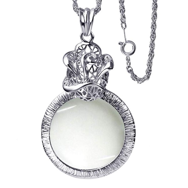 Vintage Pendant Necklace Magnifying Glass Lover Pendant Jewelry Magnifying Glass Monocle Increase Vision Sweater Chain Pendant Magnifier Reading Accesories Books for Science Stamps Women Girls Gift