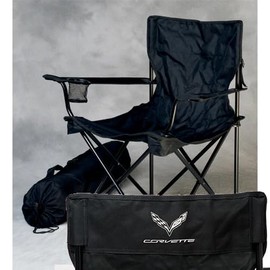 SR1 Performance C7 Foldable Travel Chair with Crossed Flags Logo - Black for 2014-2019 Corvette