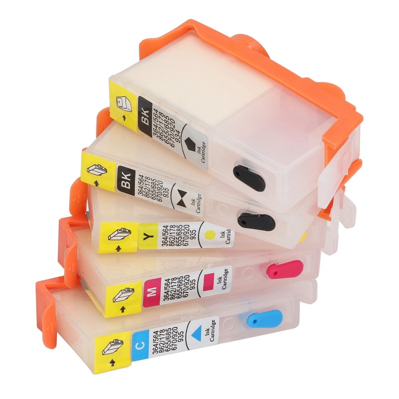 5PCS Ink Cartridge Set BK C M Y Smooth Ink