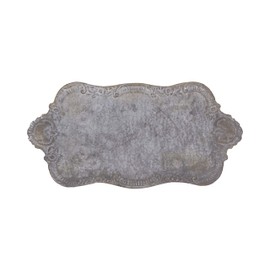 Creative Co-op Decorative Tin Metal Tray with Distressed Finish, 17.75" L x 10.5" W x 1.5" H, Grey