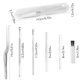 8 Pcs Ear Wax Removal Kit, Curved Tip Tweezer, Ear Pick Earwax Removal Tool, Ear Cleansing Tool Set, Ear Wax Remover with Storage Box, Reusable Ear Curette Wax Removal Set for Children & Adults