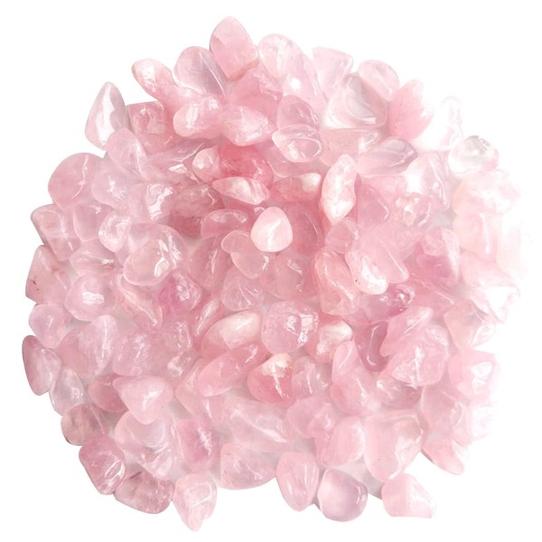 gemshan 0.92 lb Natural Rose Quartz Tumbled Chips Bulk - Irregular Small Tumbled Healing Gemstone, No Holes, Mini Crushed Stone Crystal Chips