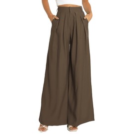 Kocowoo Women's High Waist Casual Wide Leg Palazzo Pants, Dress Pants for Women, Work Pants with Pockets for Women Office. Khaki