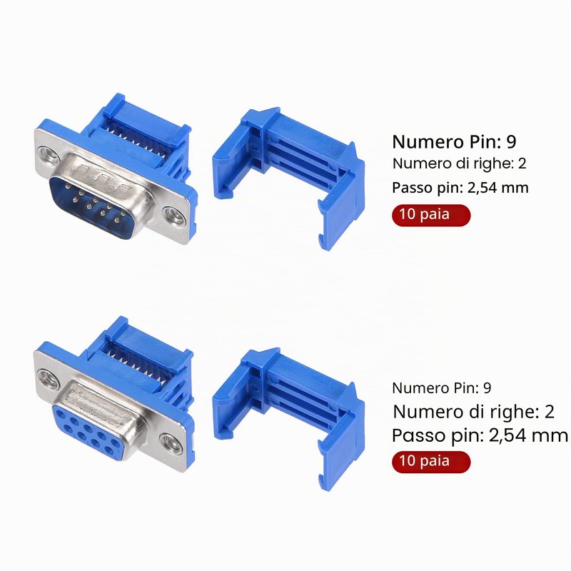 QUARKZMAN D-Sub DB9 Connettore 9 Pin 2 filo Maschio Femmina