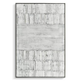 Creoate Framed Wall Art, Grey Abstract Hand Painted Texured Painting, 32x48 Inch, Framed