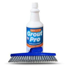 Bring It On Grout Cleaner with Grout Cleaning Brush – 32Fl Oz Grout Cleaner for Shower Tile Includes 9-inch Heavy-Duty Grout and Tile Floor Cleaner Brush – Effectively Removes Mineral Deposits