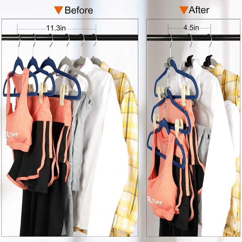 MOREBEST 20 Pcs Clothes Hanger Connector Hooks,Mini Cascading Velvet Hanger