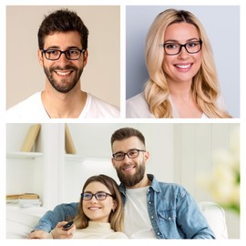 MMOWW 5 Pack Retro Reading Glasses for Women Men Square Frame Lightweight Blue Light Blocking Readers, 5 Pack Black +2.0