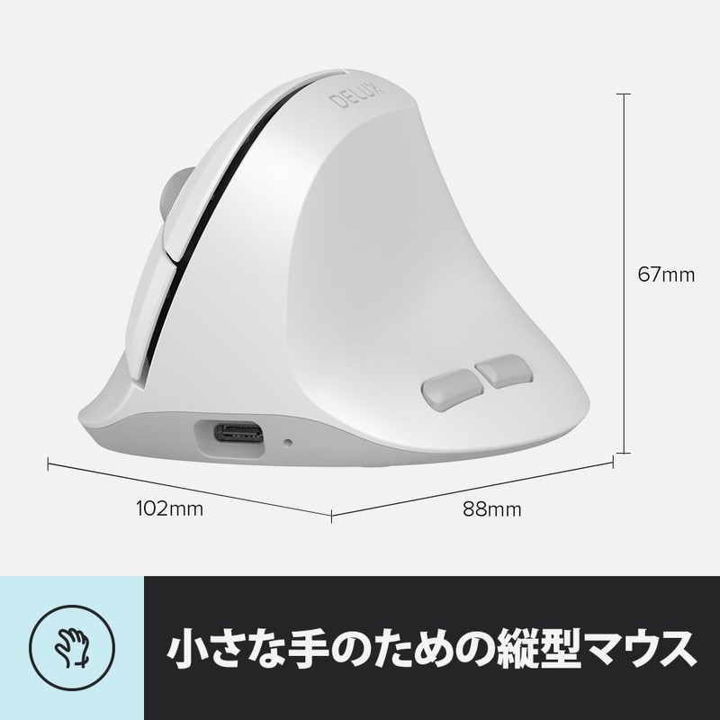 DELUX Ergonomic Mouse Wireless Small Vertical Mouse (M618AIR-White)
