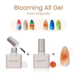 MAYCHAO Clear Blooming Gel, 15ml Soak Off Nail Lamp Gel Nail Polish Glossy Finish Long Lasting for Home Nail DIY Manicure, 0.5 OZ