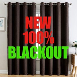 G2000 100% Blackout Curtains for Bedroom Living Room Curtains 84 Inches Long Chocolate Brown Curtains Room Darkening Window Grommet Curtain Thermal Lined Insulated Light Blocking Noise Reduce 2 Panels