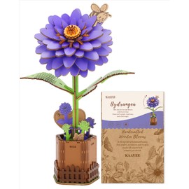 3D Flower Wooden Puzzles for Adults-Dahlia, Wooden Flowers Model Kit Set DIY Crafts to Build, Mother's Day/Botanical Collection/Ideal Creative Gift Ideas/Housewarming